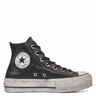 Converse Chuck Taylor All Star Leather Smoke Platform - Miesten Platform Kengät - Mustat